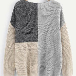 Block Colored Drop Shoulder Sweater